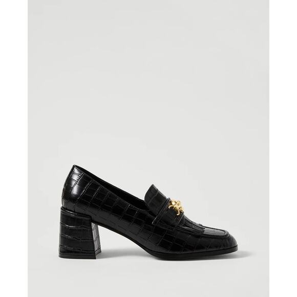 Ann Taylor Croco Kiltie Loafer Pump - 8 - Black - Picture 1 of 2